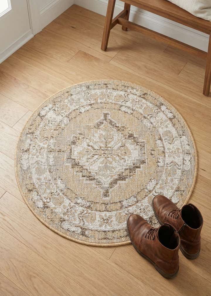 3' x 3' Easy-Clean Traditional Indoor / Outdoor Round Rug