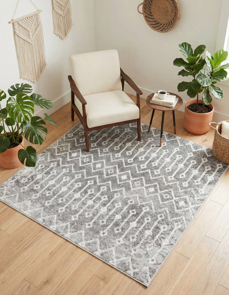 Detail image of  5' 3 x 5' 3 Bohemian Trellis Square Rug