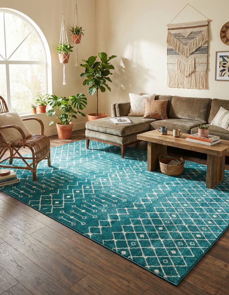 Detail image of 10' 8 x 14' Moroccan Trellis Rug