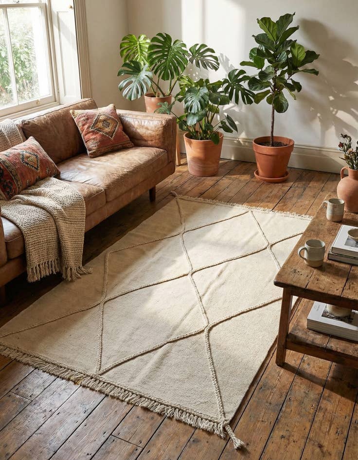 Detail image of 4' 1 x 6' 1 Hand Knotted Moroccan Wool Rug