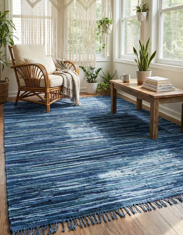 Detail image of 9' x 12' Hand Woven Chindi Cotton Rug