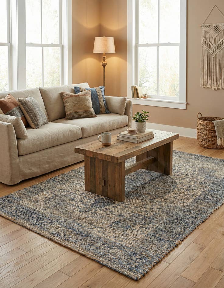 Detail image of 4' 1 x 6' 1  Hand Woven Chenille Jute Rug