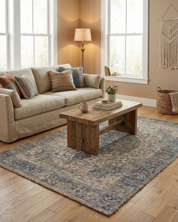 Detail image of 4' 1 x 6' 1 Hand Woven Chenille Jute Rug