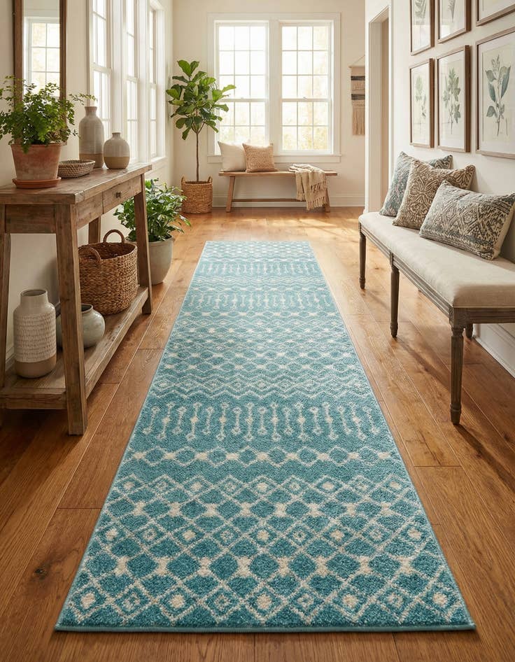 Detail image of 2' 7 x 12' Moroccan Trellis Runner Rug
