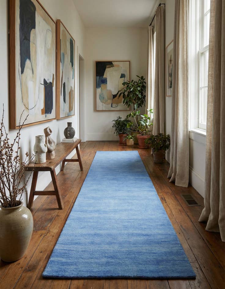 Detail image of 2' 7 x 16' 5  Hand Knotted Solid Gabbeh Wool Runner Rug