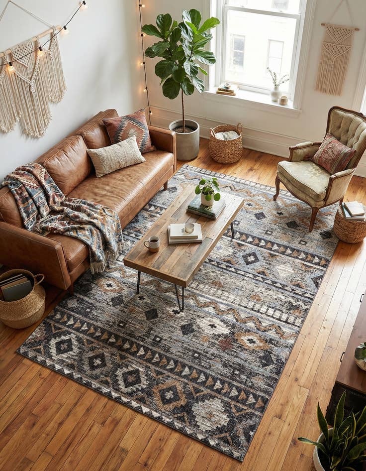 Detail image of 5' 3 x 8' Eco Southwestern Rug