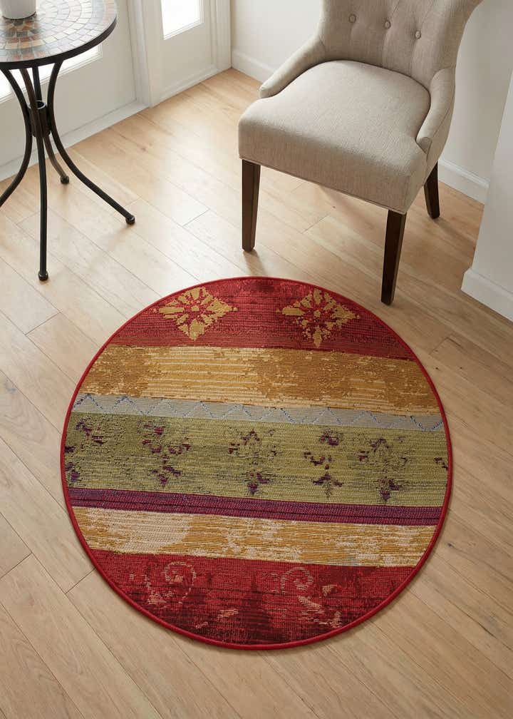 2' 7 x 2' 7 Easy-Clean Modern Indoor / Outdoor Round Rug