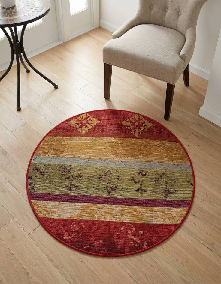 Detail image of 2' 7 x 2' 7  Washable Modern Indoor / Outdoor Round Rug