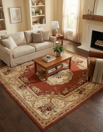 Brick Red Chateau Square Rug