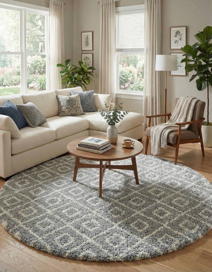 Detail image of 10' x 10' Lattice Shag Round Rug