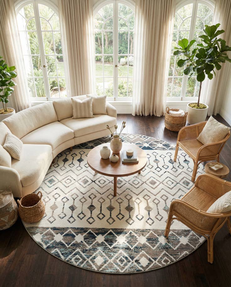 Detail image of 10' x 10' Moroccan Trellis Round Rug
