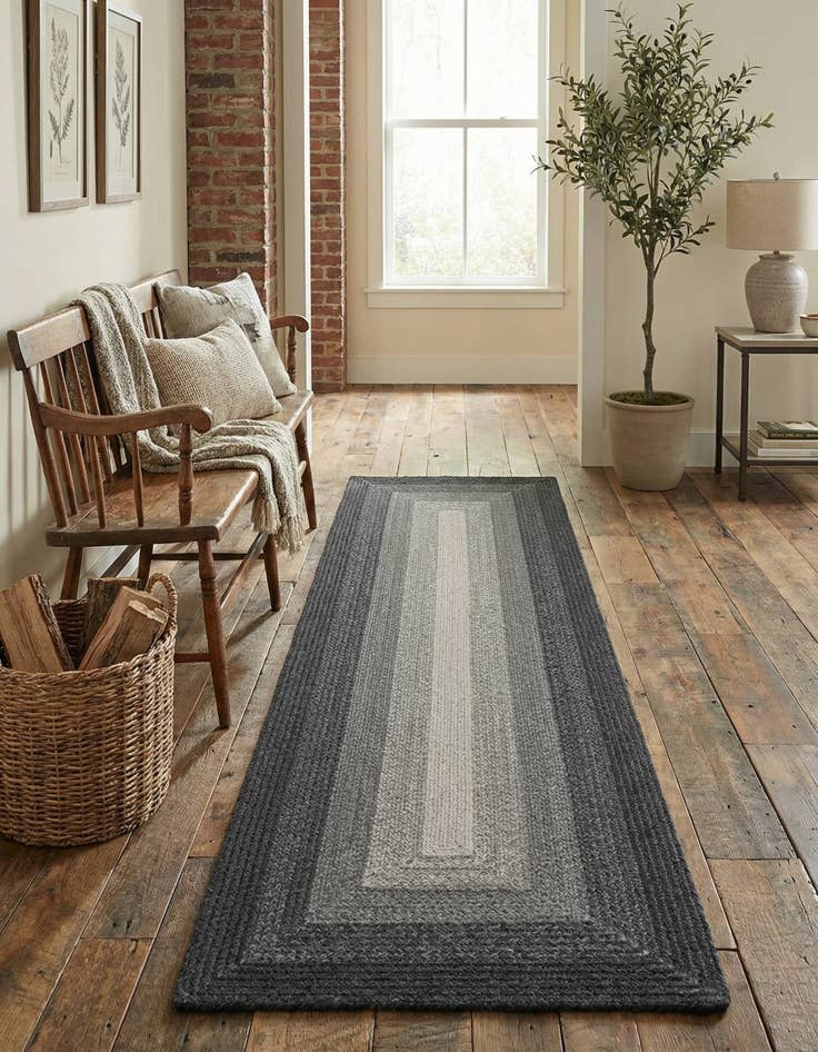 Detail image of 2' 7 x 8' Handmade Hand Braided Wool Runner Rug