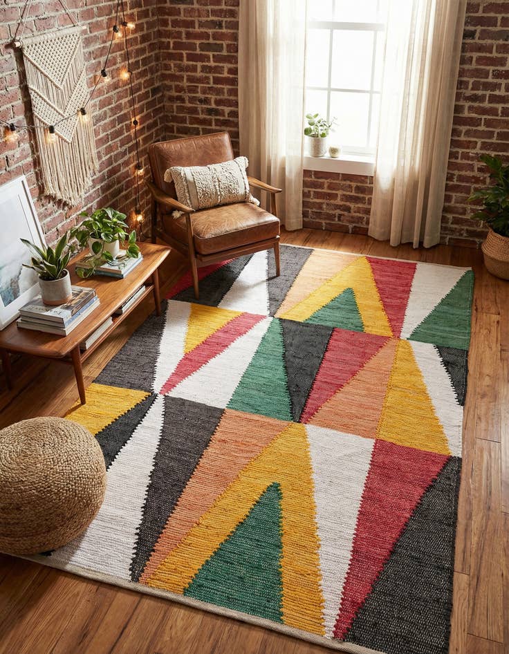 Detail image of  5' 1 x 8'  Hand Braided Chindi Cotton Rug