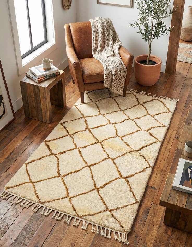 Detail image of 2' 10 x 5' 2 Hand Knotted Moroccan Wool Rug