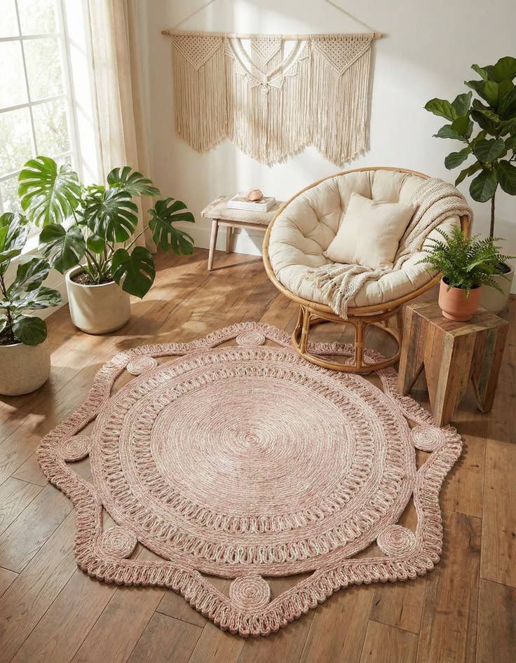 Detail image of 5' 1 x 5' 1  Hand Braided Jute Round Rug