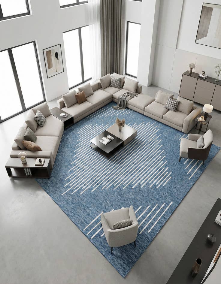 Detail image of 13' x 13' Easy-Clean Modern Indoor / Outdoor Square Rug