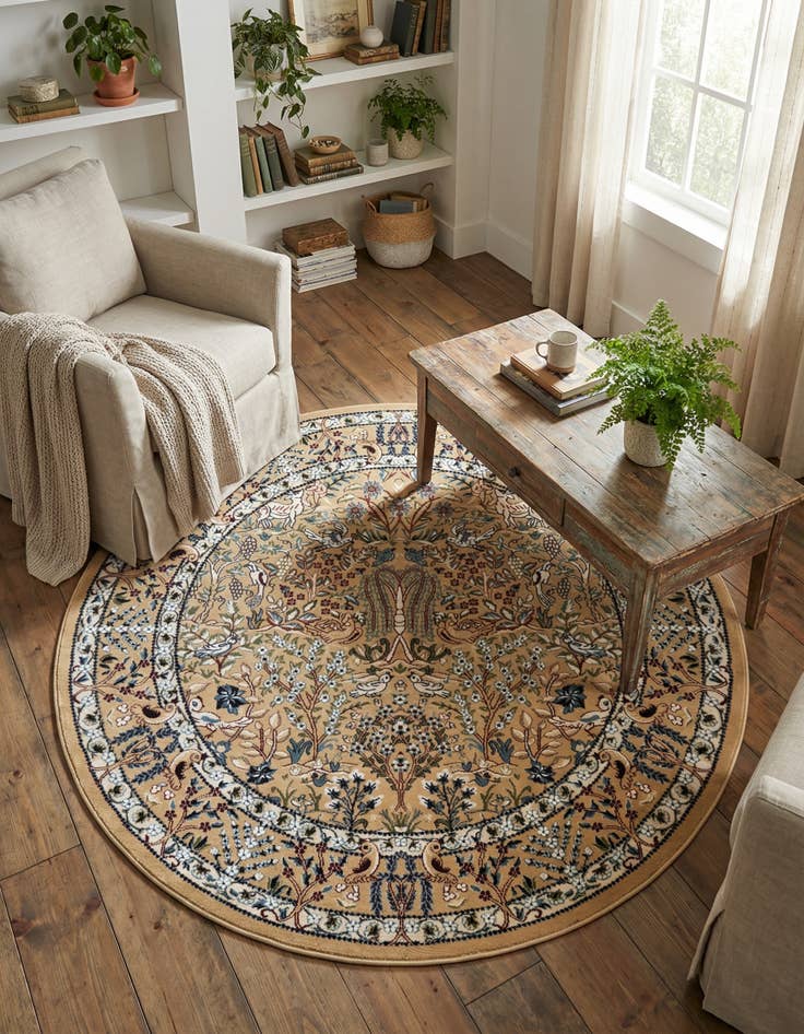 Detail image of 5' 3 x 5' 3 Nain Design Round Rug