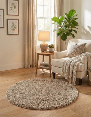 3' x 3' Solid Shag Round Rug
