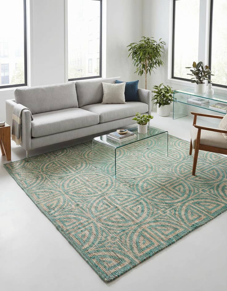 Detail image of 7' 10 x 7' 10  Hand Woven Chenille Jute Square Rug