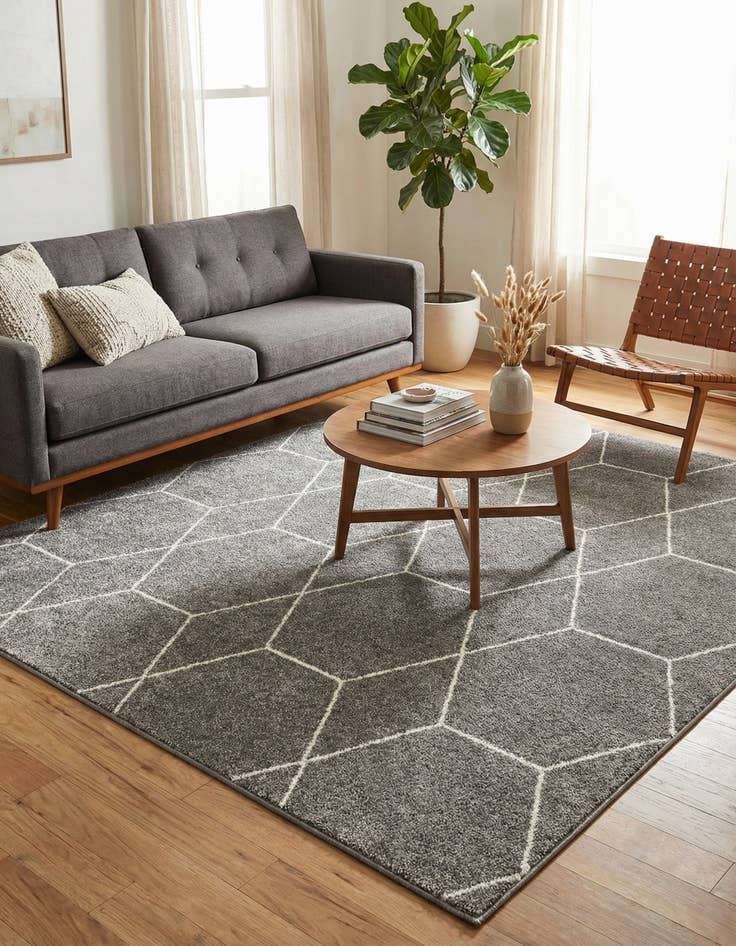 Detail image of 7' x 7' Lattice Frieze Square Rug