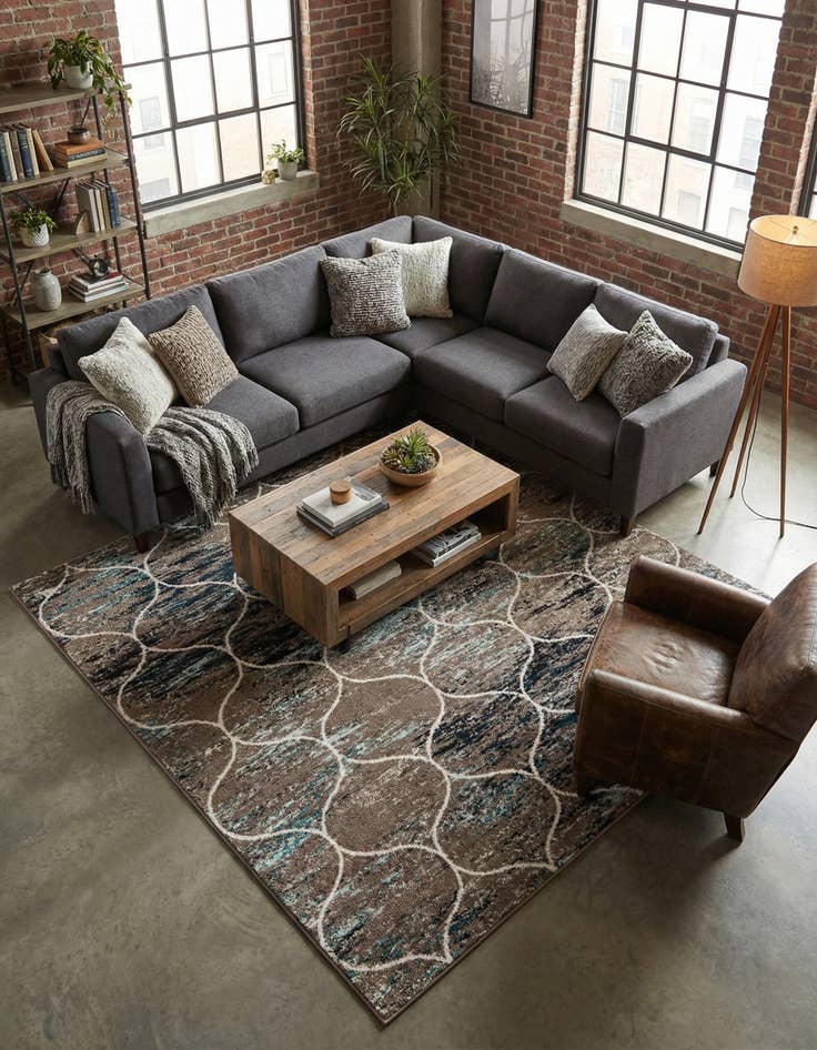 Detail image of 7' x 7' Lattice Frieze Square Rug