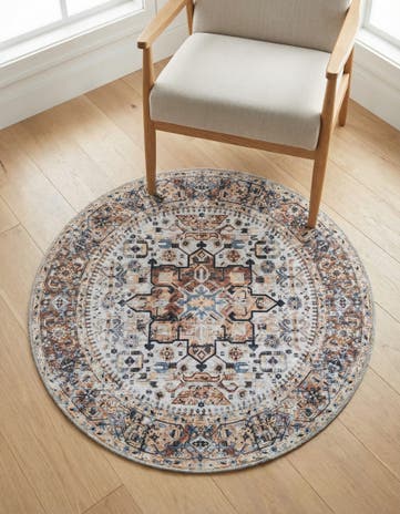 Ivory Almond Washable Yara Round Rug