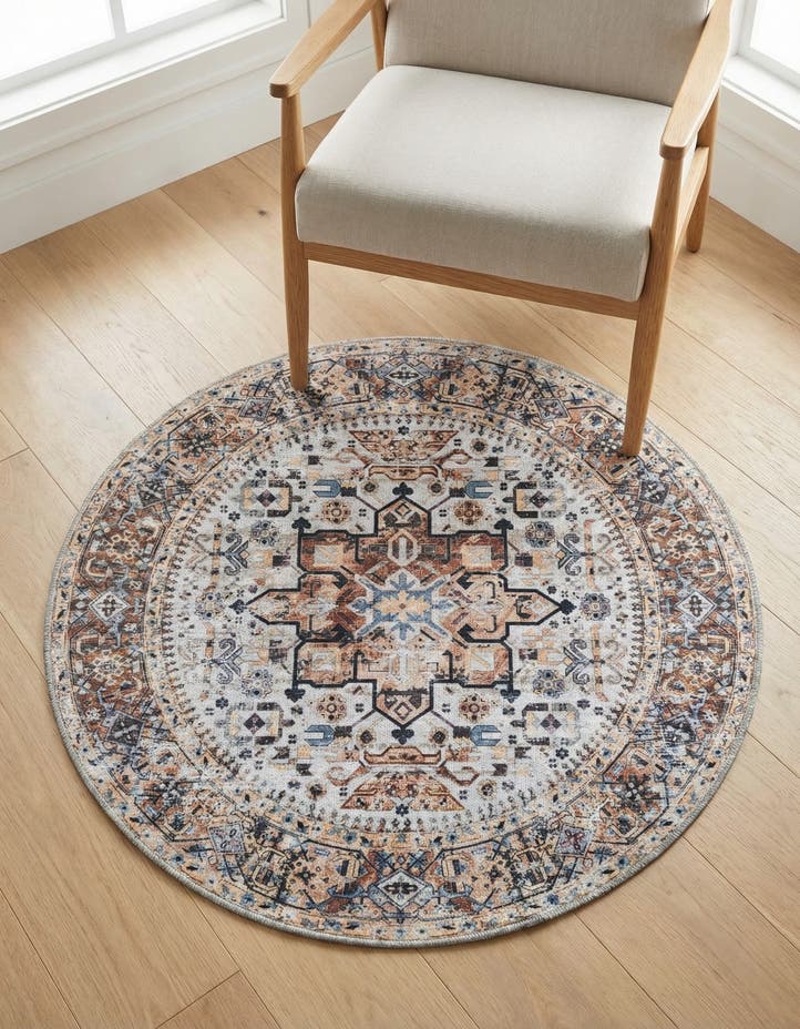 3' 3 x 3' 3 Washable Yara Round Rug