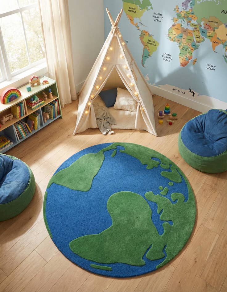 Detail image of 5' 1 x 5' 1 Playtime Kids Wool Freeform Rug