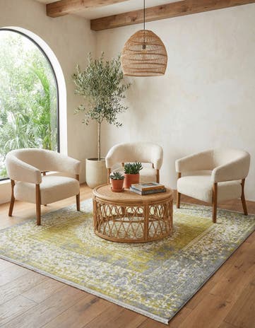 Light Green New Vintage Square Rug