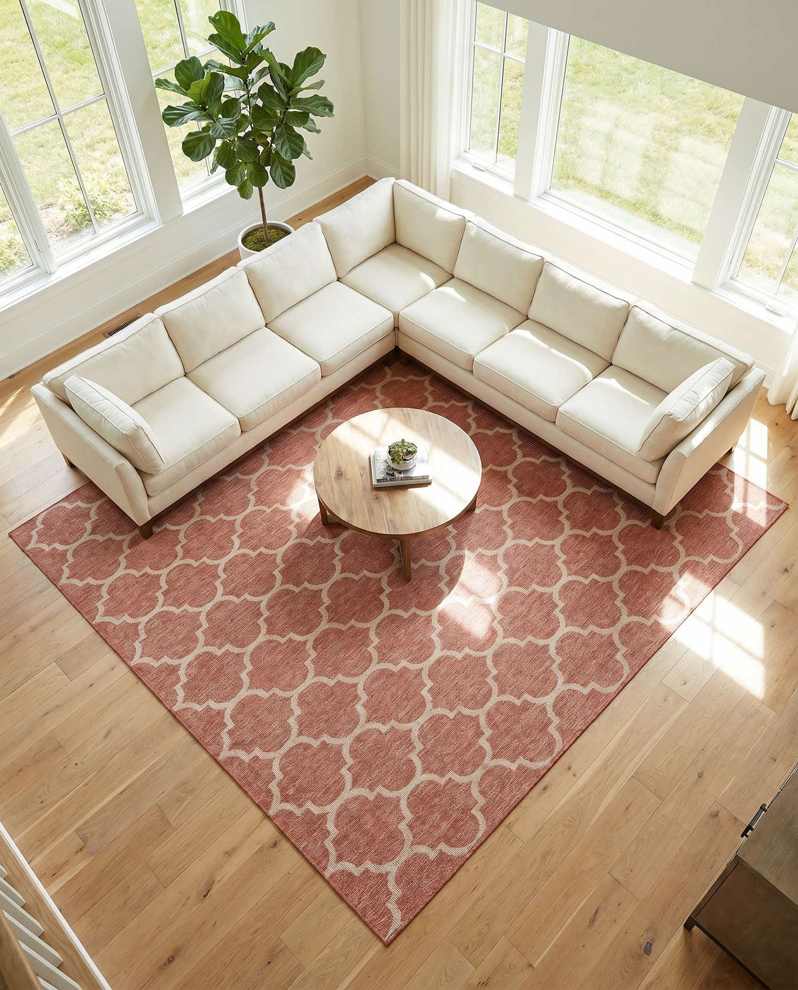 10' 8 x 10' 8 Easy-Clean Trellis Indoor / Outdoor Square Rug