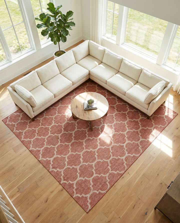 10' 8 x 10' 8 Easy-Clean Trellis Indoor / Outdoor Square Rug