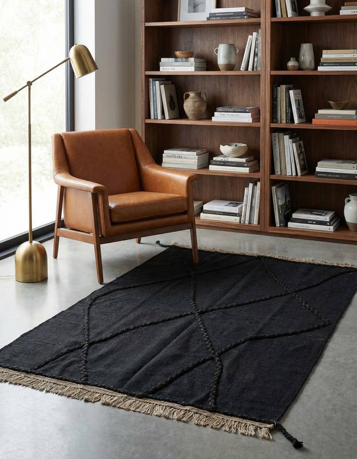 Detail image of 3' 7 x 5' 3 Hand Woven Kilim Modern Wool Rug