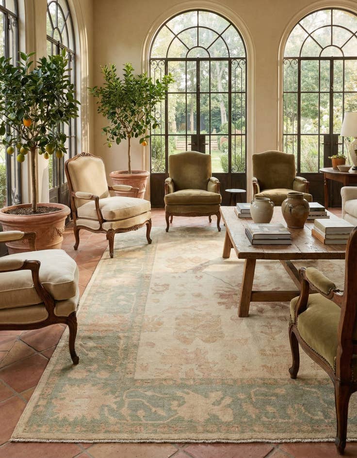 Detail image of 9' 2 x 11' 10 Hand Knotted Oushak Wool Rug