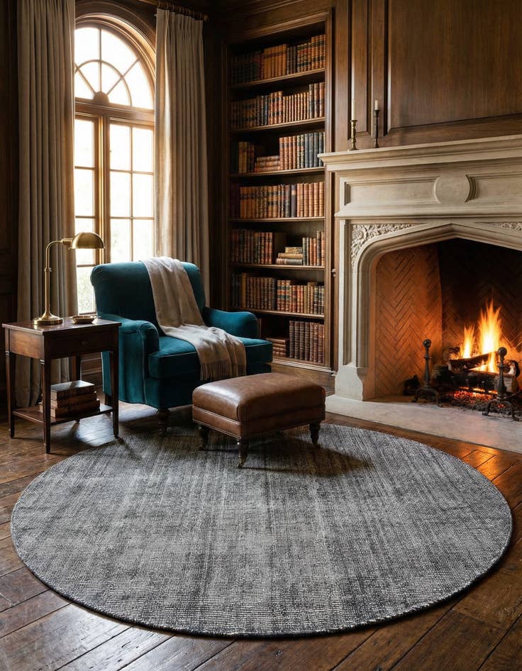 Detail image of 6' 11 x 6' 11  Hand Woven Jill Zarin English Manor Farmhouse Wool Round Rug