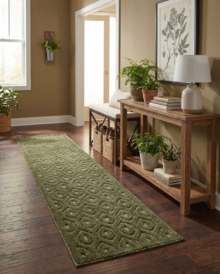 2' x 8' Easy-Clean Trellis Textured Indoor / Outdoor Runner Rug