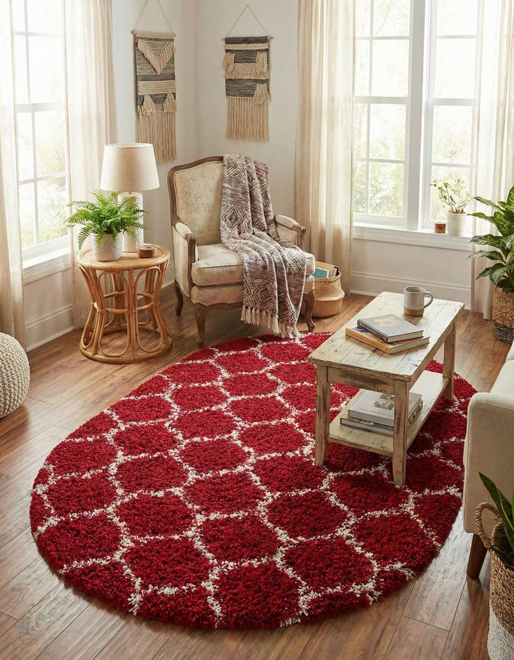 Detail image of 4' x 6' Trellis Shag Oval Rug