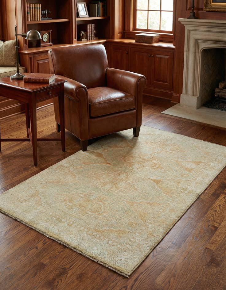 Detail image of 3' 9 x 5' 11 Hand Knotted Oushak Wool Rug