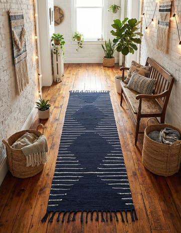 2' 2 x 6' 1 Hand Woven Chindi Cotton Runner Rug