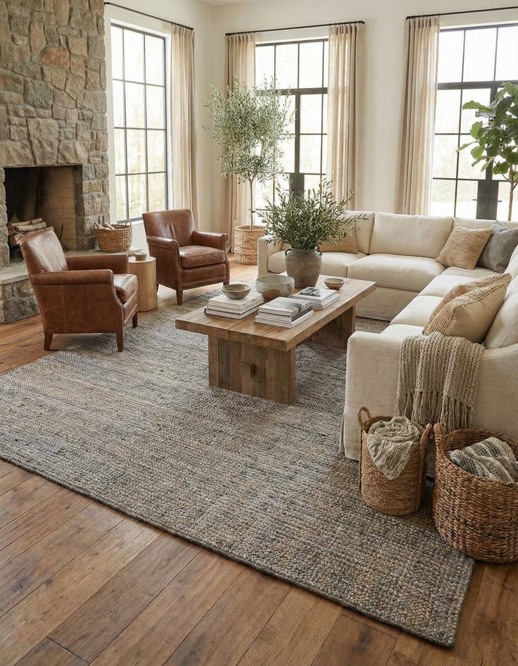 Detail image of 12' 2 x 16' 1  Hand Braided Jute Rug