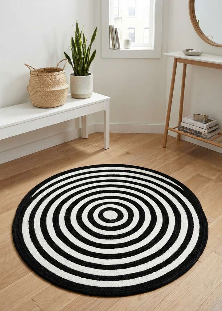 3' 3 x 3' 3 Easy-Clean Eco Verse Washable Indoor / Outdoor Round Rug