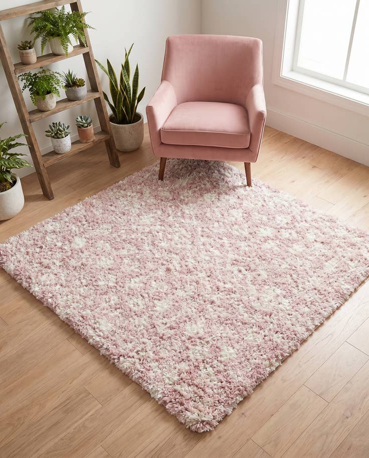Detail image of 4' x 4' Moroccan Trellis Shag Square Rug