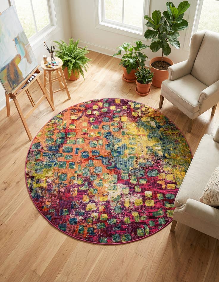 Detail image of 5' x 5'  Washable Barcelona Round Rug