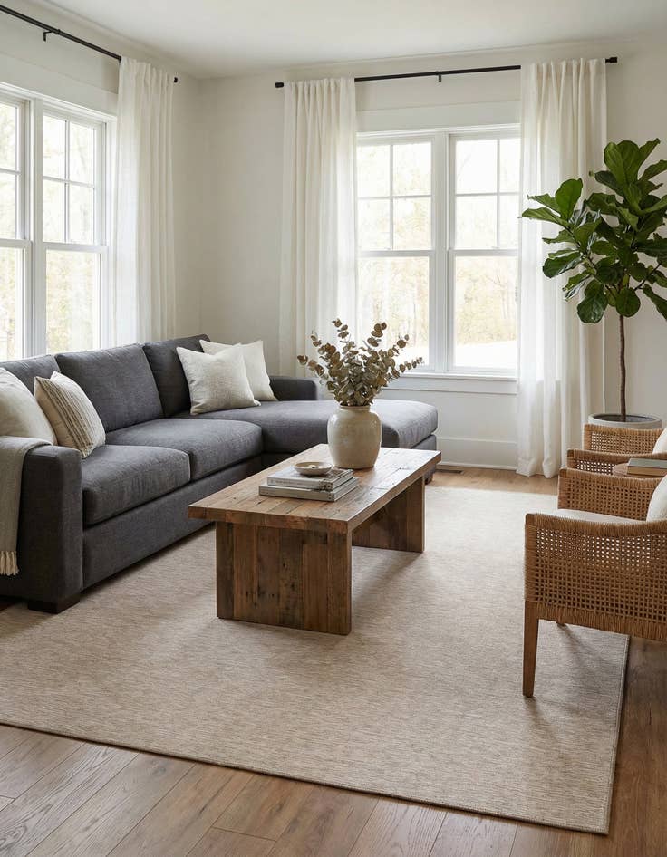 Detail image of 9' 4 x 12' Easy-Clean Solid Indoor / Outdoor Rug