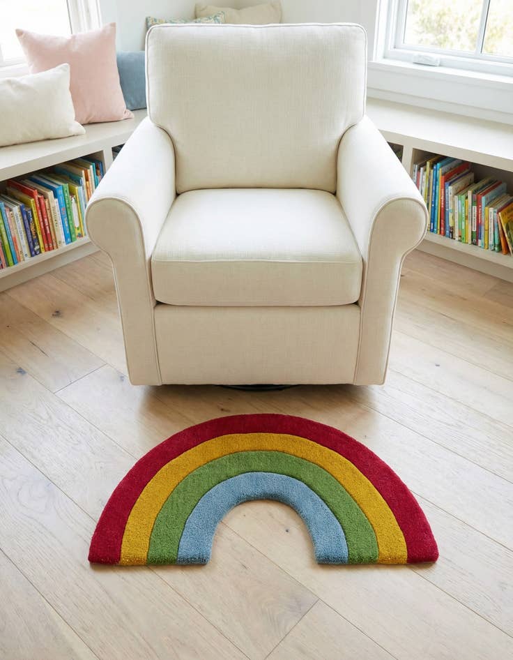 Detail image of 1' 8 x 3' Happy Rugs Rainbow Wool