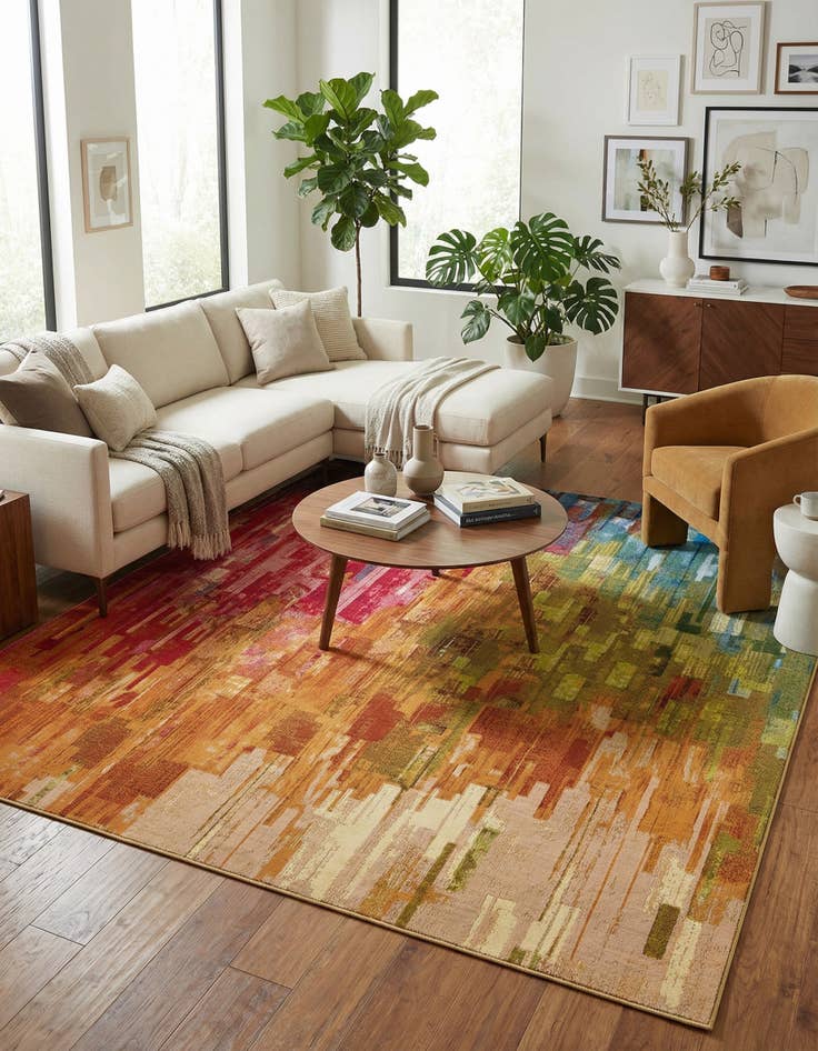 Detail image of 10' x 10'  Washable Modern Indoor / Outdoor Square Rug