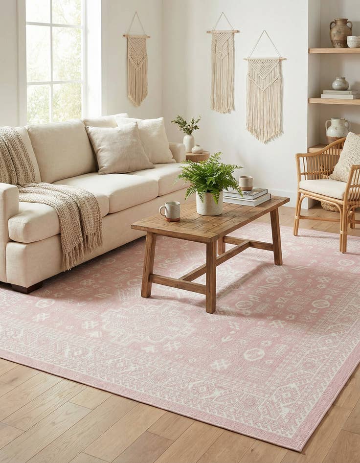 Detail image of 7' 10 x 7' 10  Washable Aztec Indoor / Outdoor Square Rug