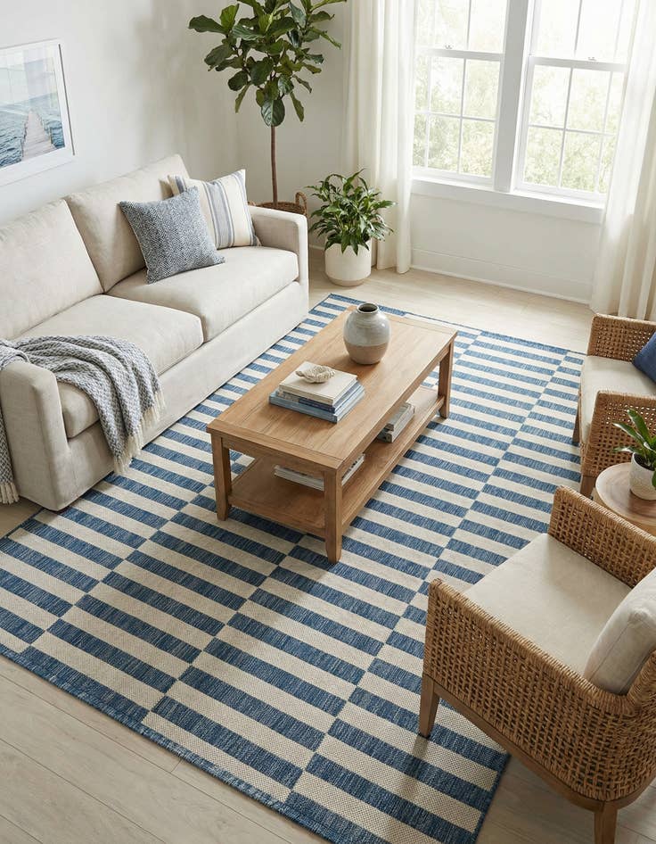Detail image of 5' 3 x 8' Easy-Clean Ribbon Indoor / Outdoor Rug