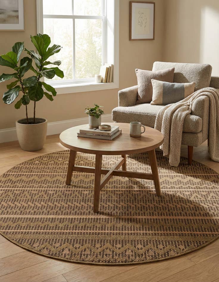 Detail image of 6' x 6' Washable Modern Indoor / Outdoor Round Rug
