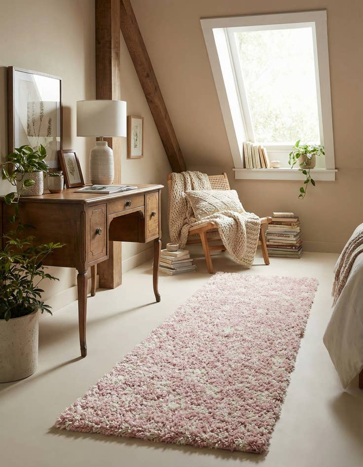 Detail image of 2' x 7' Moroccan Trellis Shag Runner Rug