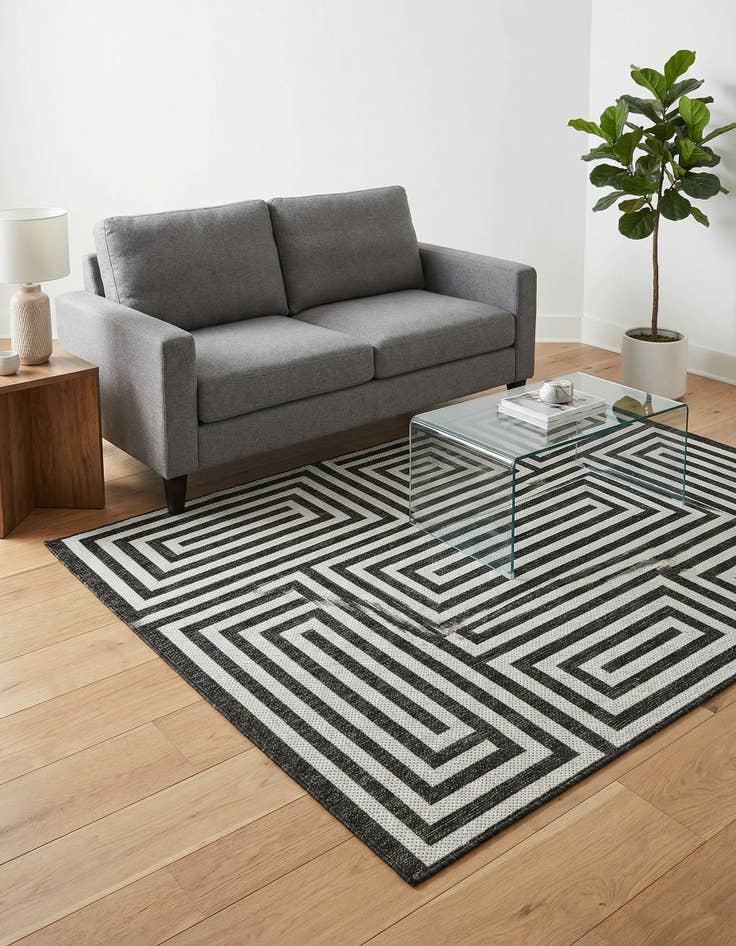 Detail image of  5' 3 x 8'  Washable Modern Indoor / Outdoor Rug